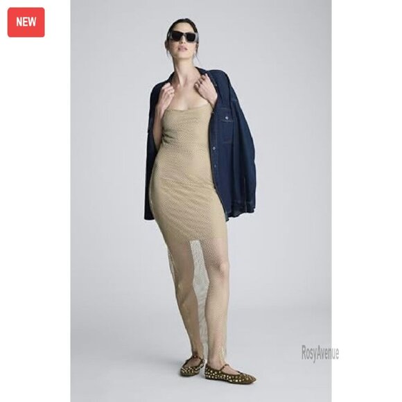 Crystal Mesh Slip Maxi Dress Tailored Fit Premium Fabric Versatile - Picture 5 of 5